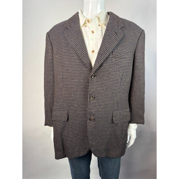 Oxford Clothes Neiman Marcus  Wool Cashmere Houndstooth Blazer Renaissance 43R - Picture 1 of 16